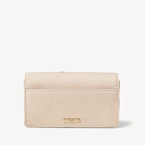 Clutch -  Sky Blue Ivory Canvas Raffia