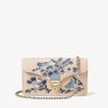 Clutch -  Sky Blue Ivory Canvas Raffia