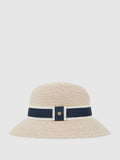 Natural Cindy Ribbon-Trim Straw-Effect Hat