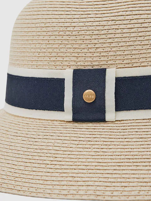 Natural Cindy Ribbon-Trim Straw-Effect Hat