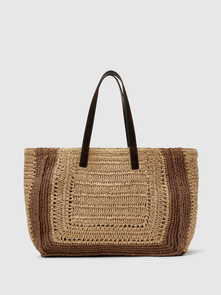 Natural Rosie Raffia-Effect Tote Bag