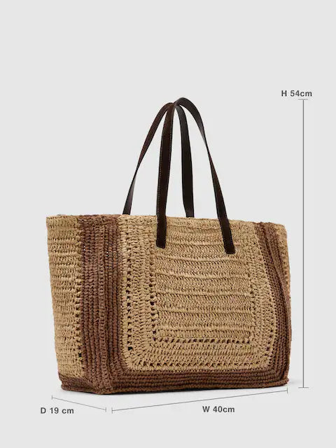 Natural Rosie Raffia-Effect Tote Bag