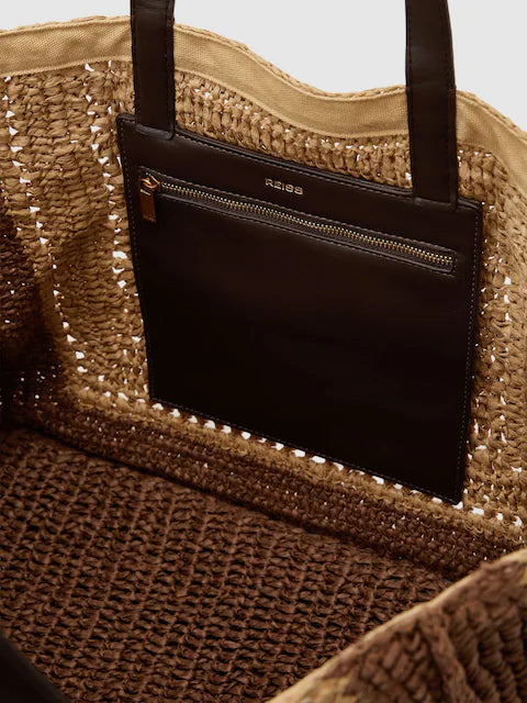 Natural Rosie Raffia-Effect Tote Bag