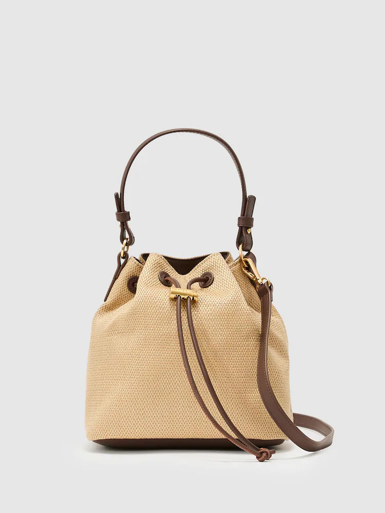 Evie Raffia-Effect Drawcord Bucket Bag