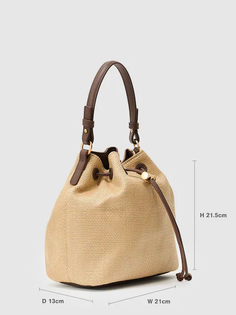 Evie Raffia-Effect Drawcord Bucket Bag
