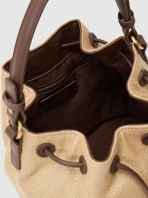 Evie Raffia-Effect Drawcord Bucket Bag